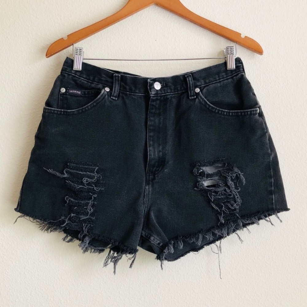 Vintage Black Jean Shorts - Picture 1 of 7